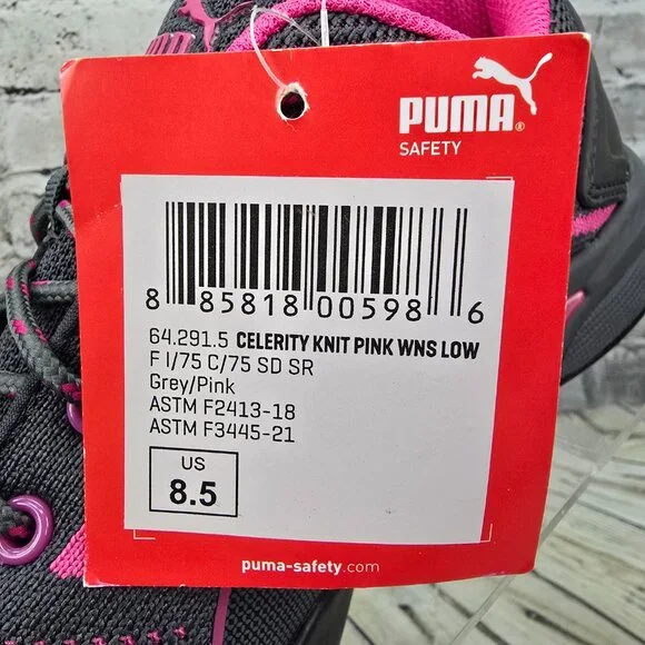 Puma Safety Shoes Women's‎ Size 8.5 Steel Toe Celerity Knit Gray Pink Work - NEW - Picture 9 of 12